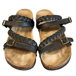 Natural Relections Black Braided Strap Sandals